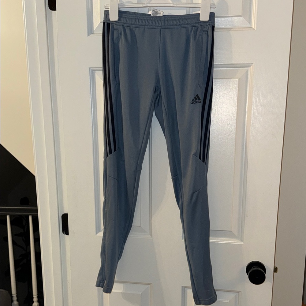 Adidas Blue Joggers with Black Stripes
